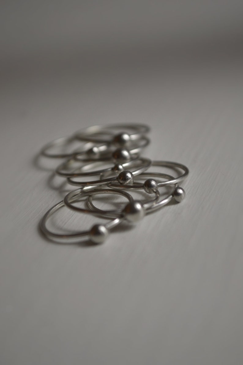 Bubbles rings set rings set stacked rings Silver Stacking Rings One of a kind image 7