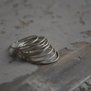 Set of 10 thin rings rings set Silver Stacking Rings image 6