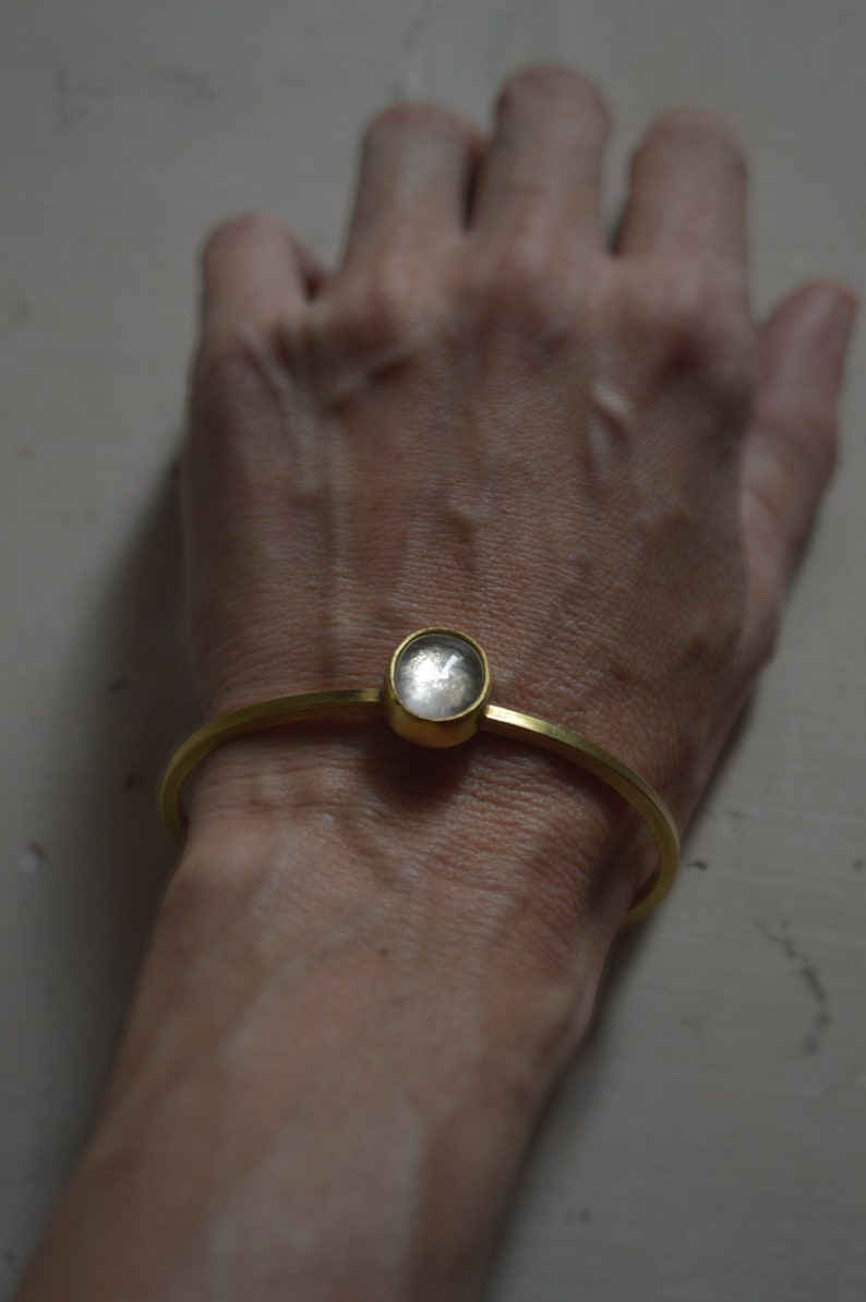 Crystal Quartz Bracelet Brass bracelet Ready to ship image 8