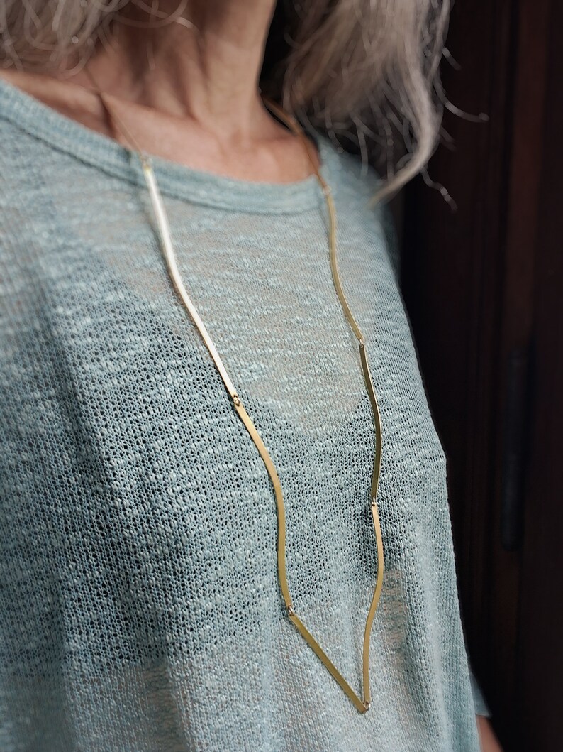 Brass strips necklace minimalist necklace image 7