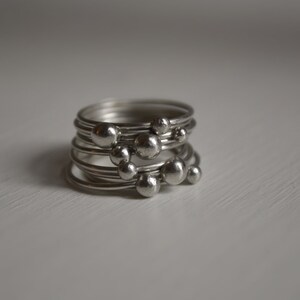 Bubbles rings set rings set stacked rings Silver Stacking Rings One of a kind image 10