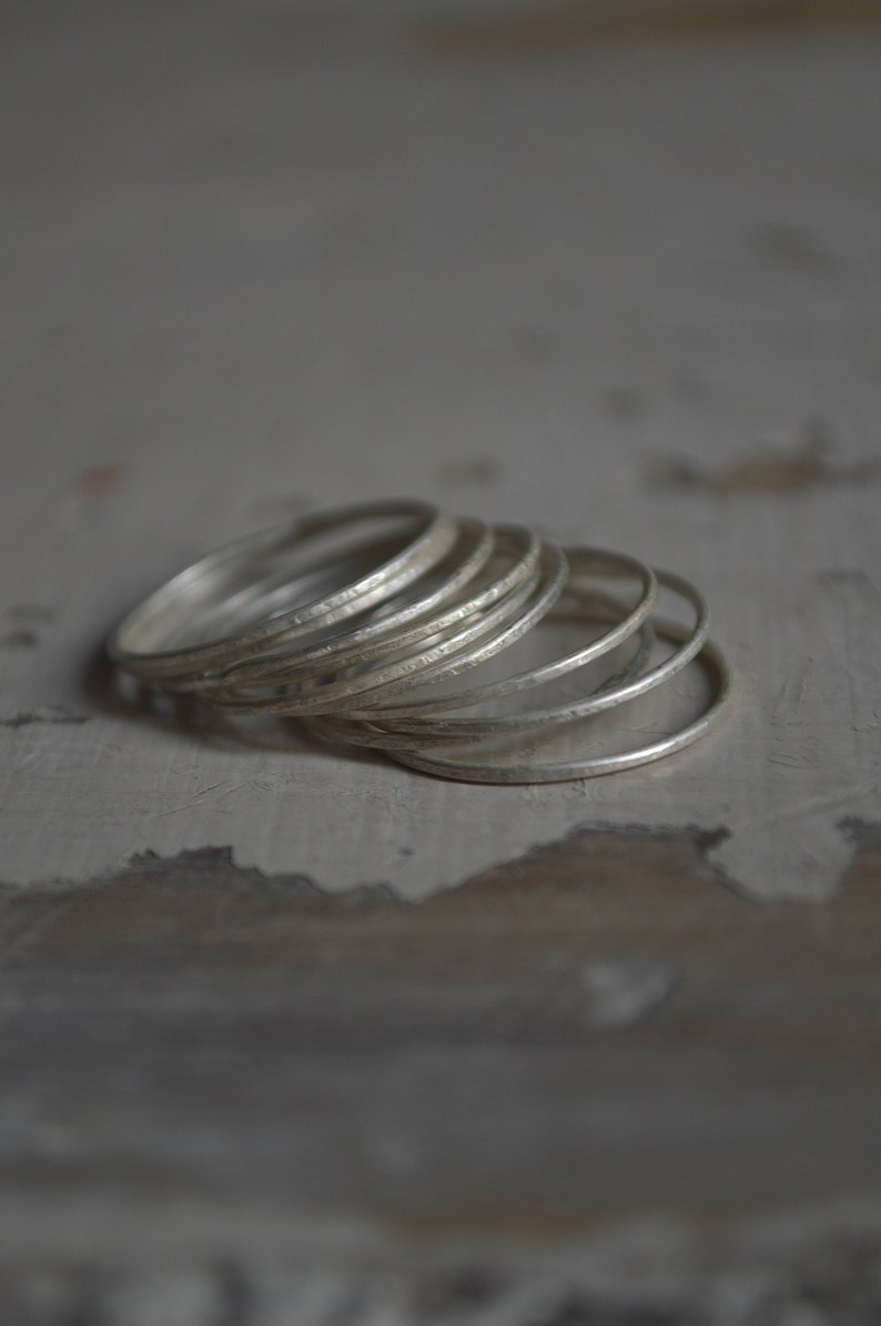 Set of 10 thin rings rings set Silver Stacking Rings image 7