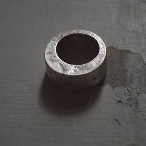 Hollow Ring big ring unisex ring copper and silver round ring organic texture ring image 6