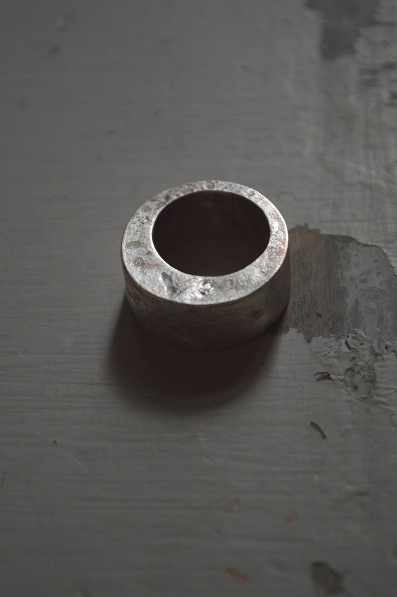 Hollow Ring big ring unisex ring copper and silver round ring organic texture ring image 6