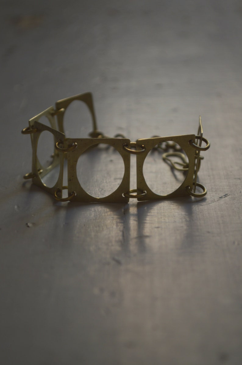 Geometric bracelet rustic bracelet brass rectangles adjustable brass bracelet image 1