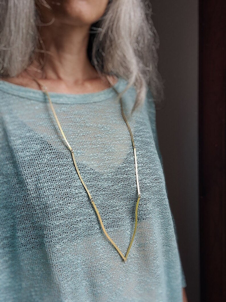 Brass strips necklace minimalist necklace image 4