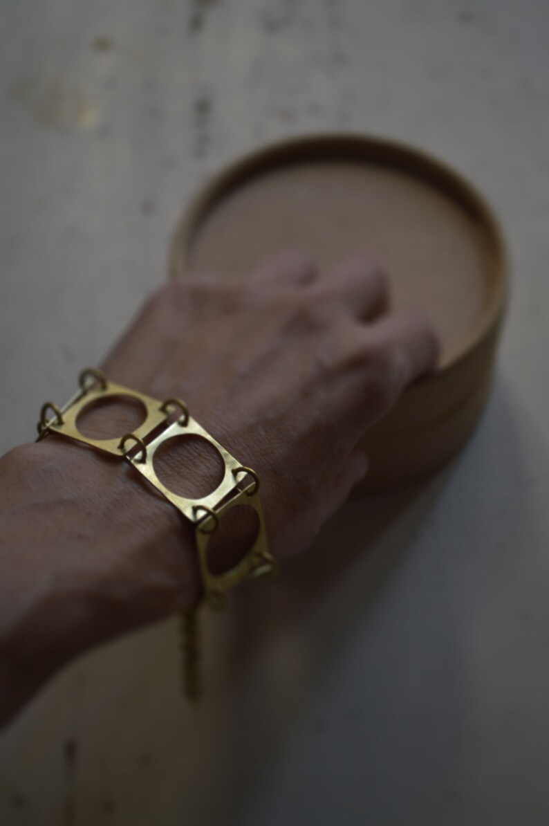 Geometric bracelet rustic bracelet brass rectangles adjustable brass bracelet image 5