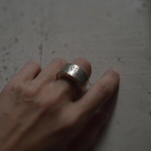 Hollow Ring big ring unisex ring copper and silver round ring organic texture ring image 5