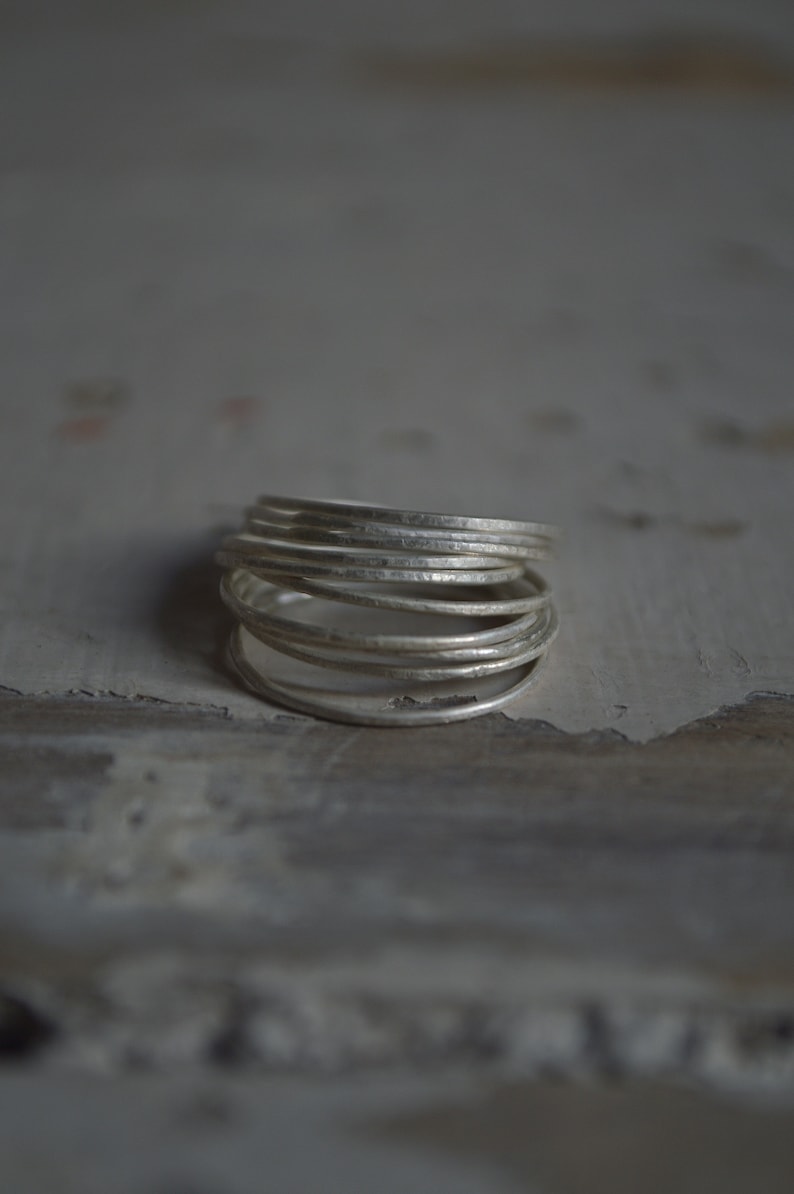 Set of 10 thin rings rings set Silver Stacking Rings image 2