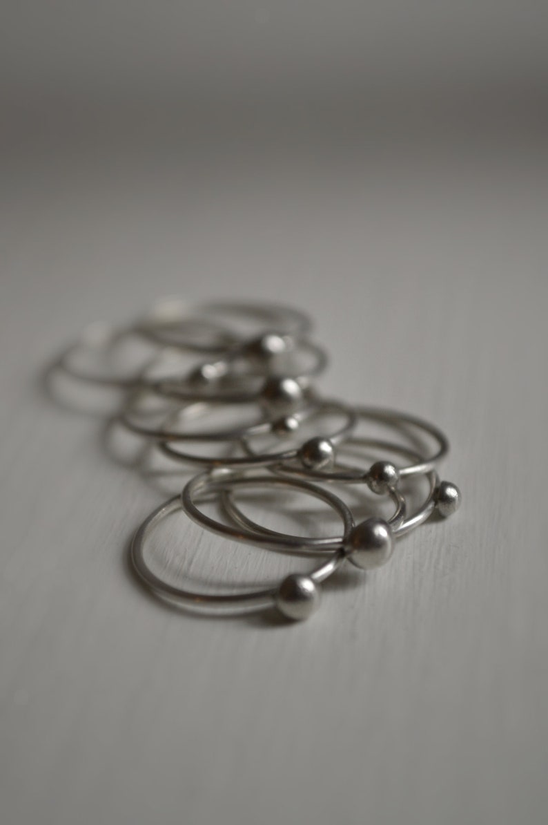 Bubbles rings set rings set stacked rings Silver Stacking Rings One of a kind image 3