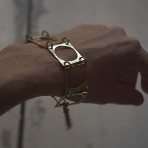 Geometric bracelet rustic bracelet brass rectangles adjustable brass bracelet image 9