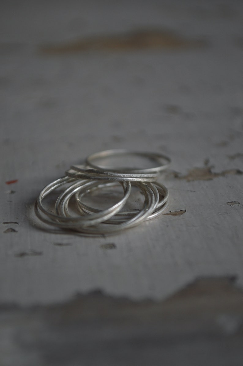 Set of 10 thin rings rings set Silver Stacking Rings image 4