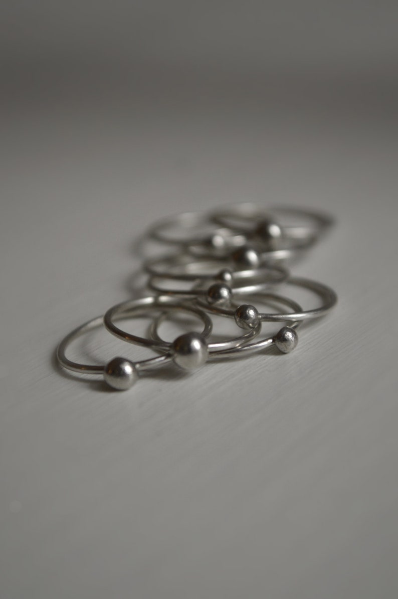 Bubbles rings set rings set stacked rings Silver Stacking Rings One of a kind image 6