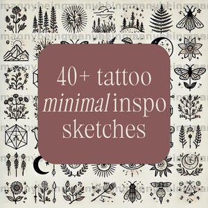 40+ Minimalist Tattoo Flash | Line Art Tattoo Sketches | Digital Download Tattoo Sheet | Fine Line Ink Flash for Artists & Collectors