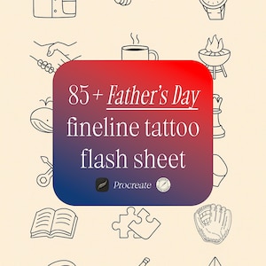 85+ Father’s Day Tattoos + Card | Bold Tattoo Flash Sheet Gift for Dad | Printable Tattoo-Inspired Art | Digital Download