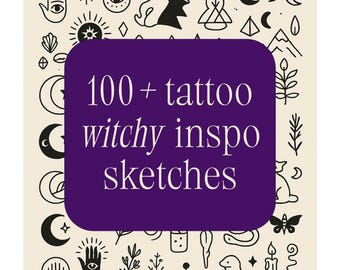 100+ Witchy Tattoo Flash Designs | Occult Mystic Art (Digital Download)