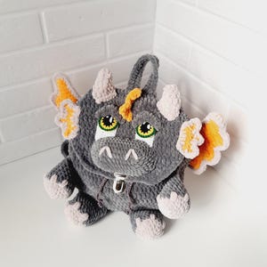 Sac à dos bébé dragon au crochet, PDF sac à dos Dino au crochet, cadeau pour garçon, joli petit sac à dos, sac à dos animal, cadeau enfant