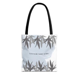 Inspirująca torba typu tote - Miłość jest wodą życia, ekologiczna torba na zakupy, prezent wielokrotnego użytku, torba plażowa, torba dla miłośnika książek, Rumi