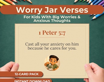 Worry Jar Scripture Cards for Kids, Christian Anxiety Printable, Bible Verses for Worry