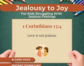Jealousy to Joy Scripture Cards for Kids, Christian Gratitude & Joy Bible Printable
