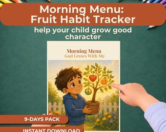 Fruit of the Spirit for Kids, Christian Habit Tracker Printable, Bible Character Building Activity