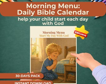 30 Day Bible Calendar for Kids, Christian Daily Verse Printable, Kids Devotional Routine