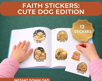 Christian Puppy Stickers for Kids| Faith Based Encouragement Stickers| Cute Dog Sticker Bundle| Bible Journaling Stickers