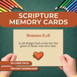 Paquete de tarjetas de memoria de las Escrituras para niños: 30 versículos y herramientas de memorización (de 4 a 10 años)