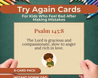 When I’m Embarrassed Scripture Cards for Kids, Christian Feelings Cards, Bible Verses for Mistakes & Shame