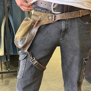Handmade Genuine Leather Utility Bag – Convertible Waist, Leg & Shoulder Holster Bag – Steampunk Festival Belt Bag for Men And Women