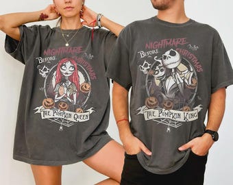 Jack And Sally Halloween Couple Shirt, Nightmare Before Christmas Shirt, Jack Skellington The Pumpkin King, Zero Sally Pumpkin Queen Shirt