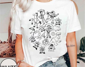 Retro Disney Pixar Toy Story Doodles Comfort Colors Shirt, Vintage Woody  Buzz Lightyear Cartoon Tee, Disneyland Trip Family Matching  Shirt
