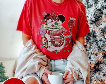 Cute Santa R2-D2 BB-8 Couples Christmas T-shirt, Funny Disney Star Wars Couples Xmas Light Tee, Disneyland Family Holiday Party Trip Gift