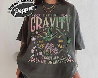 Defy Gravity Comfort Colors T-Shirt, Retro Wizard Musical Tee