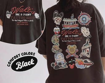 Retro Walt's Ink & Paint Tattoo Shop Comfort Colors Shirt, Disney Flash Tattoo Tee, Disneyworld Trip Shirt, Retro Magic Kingdom Tattoo Shirt