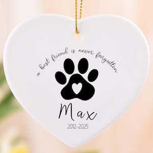 Personalized Dog Memorial Ornament, Dog Loss Ornament, Pet Memorial Gifts, Dog Mom Christmas Gifts, Forever Loved, Custom Dog Ornament