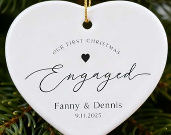 Engaged Ornament 2025 - Custom Engagement Ornament with Names & Date - Personalized Wedding Ornament