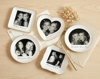 Plato personalizado para joyas con foto, plato personalizado para anillos, regalo para pedirle matrimonio a la dama de honor, regalo de boda para la mejor amiga, recuerdo para la mejor amiga