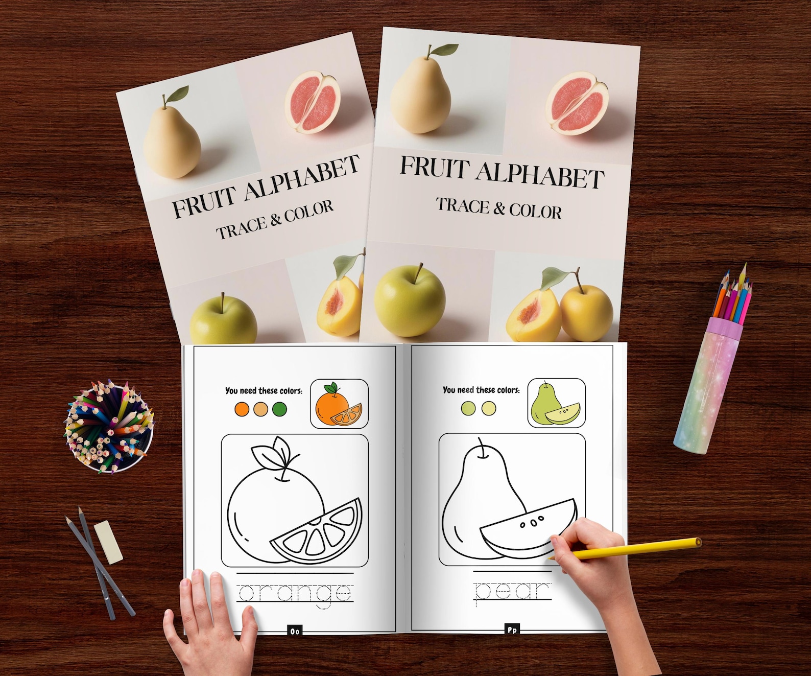 Fruit Alphabet A to Z Coloring and Tracing Worksheets for Kids Ages 3-6 ...
