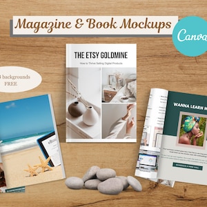 Book & Magazine Mockup Canva Template | Editable Mockup for eBook, Paperback, Catalog, Brochure | Instant Download for Canva Users| KDP