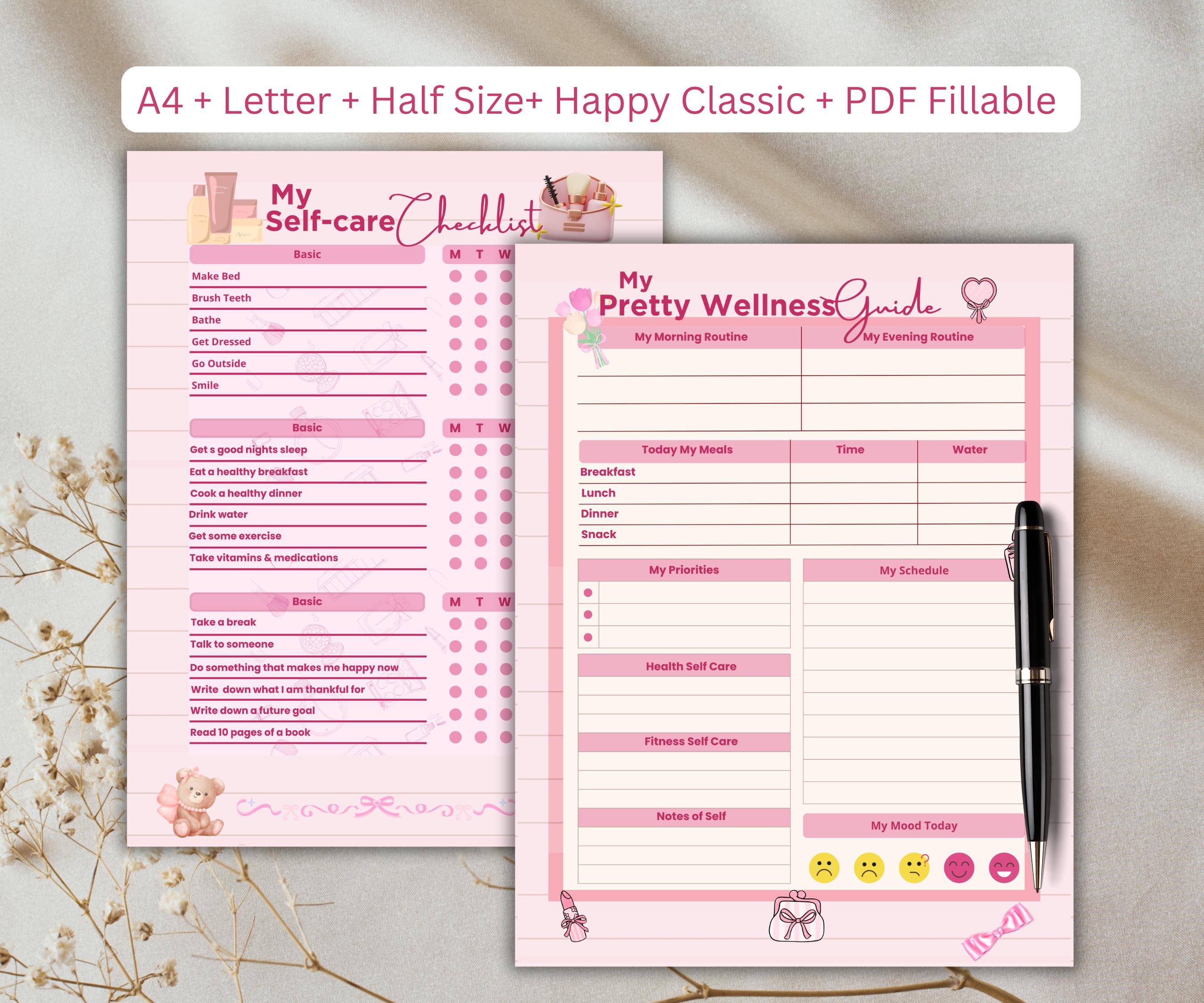 Printable My Pink Self Care Checklist and Pretty Wellness Guide | PDF ...