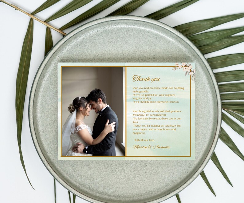 Editable Wedding Thank You Card Template: Canva Photo Note (digital ...