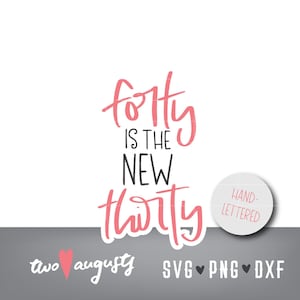 Quaranta è il nuovo trenta SVG, DXF e PNG scritti a mano, file svg, svg per Cricut, Silhouette, 40, 40° compleanno, vecchio, corsivo, quarant'anni