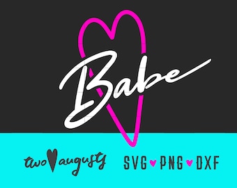 80's Babe Heart, Neon, SVG, DXF, PNG, File, Cricut, Silhouette, 80's, 80s, eighties, rad, totally, party, love, Valentine's, Valentines, fun