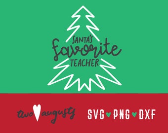Ulubiony nauczyciel Świętego Mikołaja, SVG, DXF, PNG, Plik, Cricut, Sylwetka, kursywa, zabawa, Boże Narodzenie, Święty Mikołaj, nauczanie, szkoła, zabawa, uczyć, drzewo