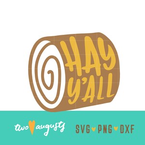 May include: A brown hay bale with the text "HAY Y'ALL" in yellow lettering.