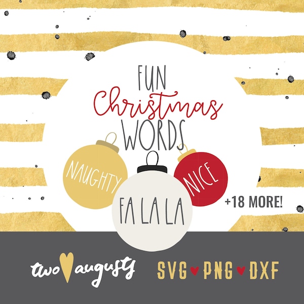 Fun Christmas Farmhouse Words, set, Hand lettered, ornament, SVG, dxf, PNG, funny decor, simple, farm, handwriting, cricut, tall, skinny