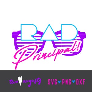 Rad Principal! SVG, DXF i PNG, Pliki, Cricut, Sylwetka, Lata 80., Lata 80., Lata osiemdziesiąte, Rad, Neon, Okulary przeciwsłoneczne, Nauczanie, Szkoła, Zabawa, Nauczanie, Trendy