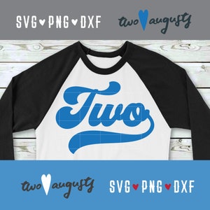 Zwei Baseball, Swash, 2, 2nd, Birthday, SVG, DXF, PNG, Datei, Design, Cricut, Silhouette, Trendy, Jahre alt, Schreibschrift, Jahr, B-Day, Ball, Requisite