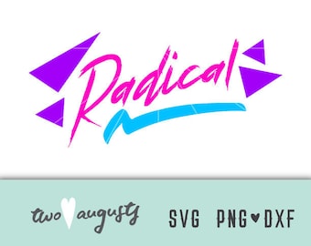 Radical! SVG, DXF i PNG, Pliki, Projekt, Cricut, Sylwetka, Trendy, Lata 80., Lata 80., Lata osiemdziesiąte, fajny, zygzak, neon, całkowicie, impreza, lubię